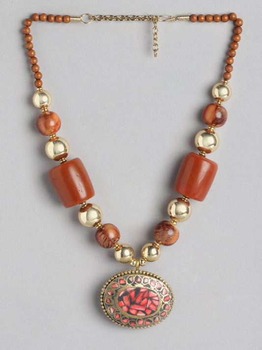 Gold-Plated Artificial Stones & Beads Necklace