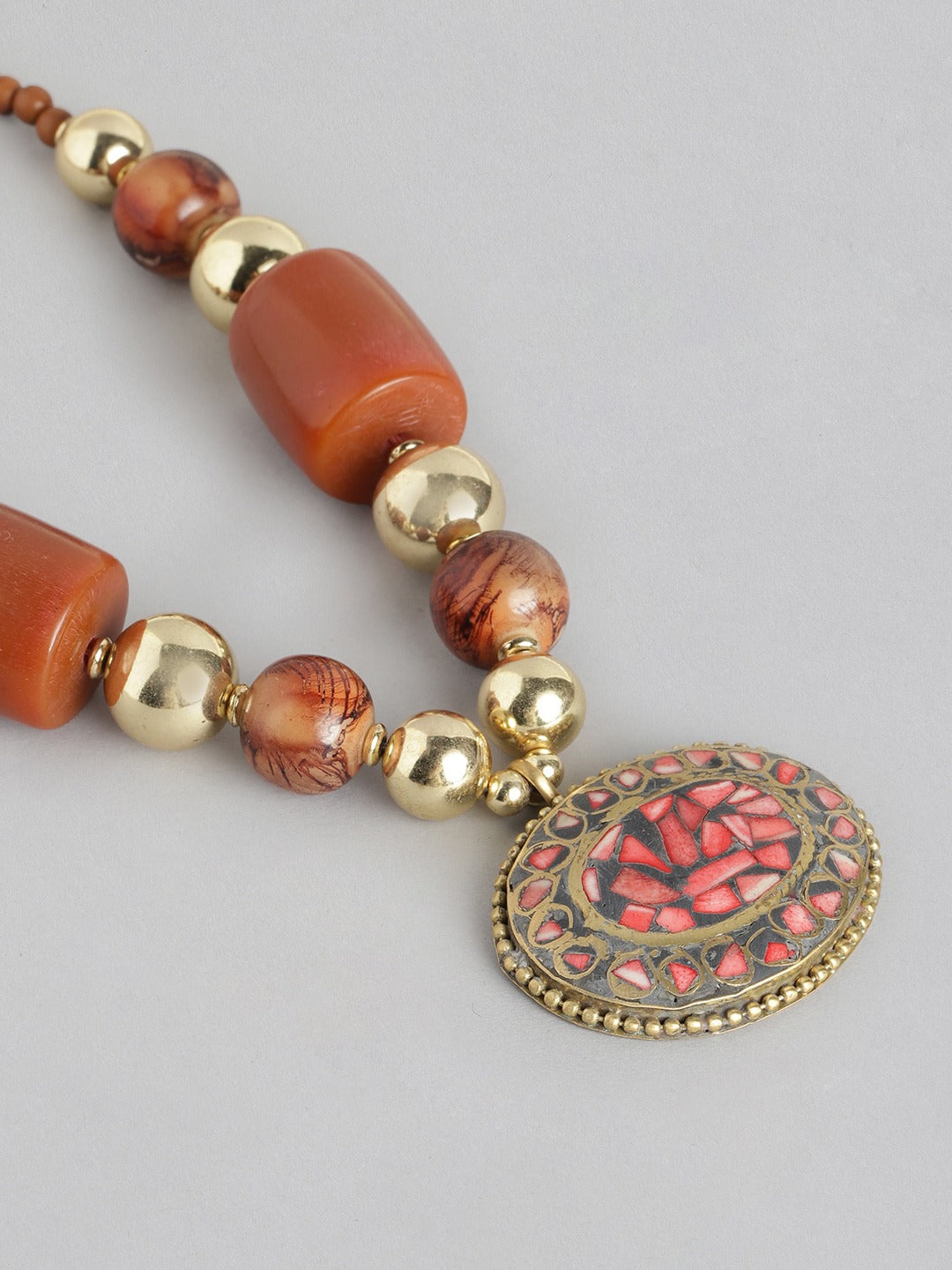 Gold-Plated Artificial Stones & Beads Necklace