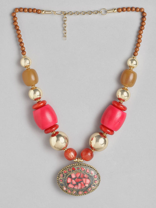 Gold-Plated Artificial Stones & Beads Necklace