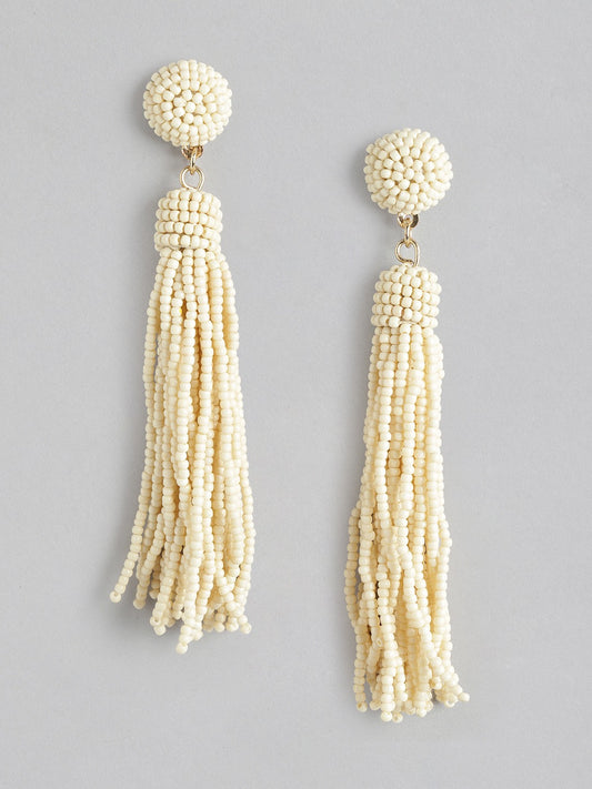 Gold-Plated Contemporary Artificial Beads Drop Earrings