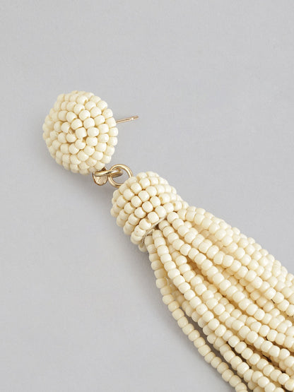 Gold-Plated Contemporary Artificial Beads Drop Earrings