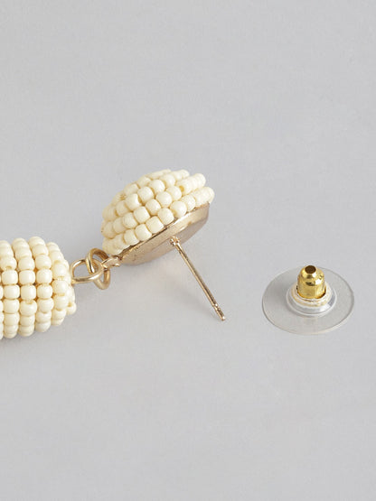 Gold-Plated Contemporary Artificial Beads Drop Earrings