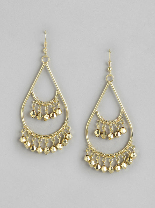 Gold-Plated Teardrop Shaped Drop Earrings