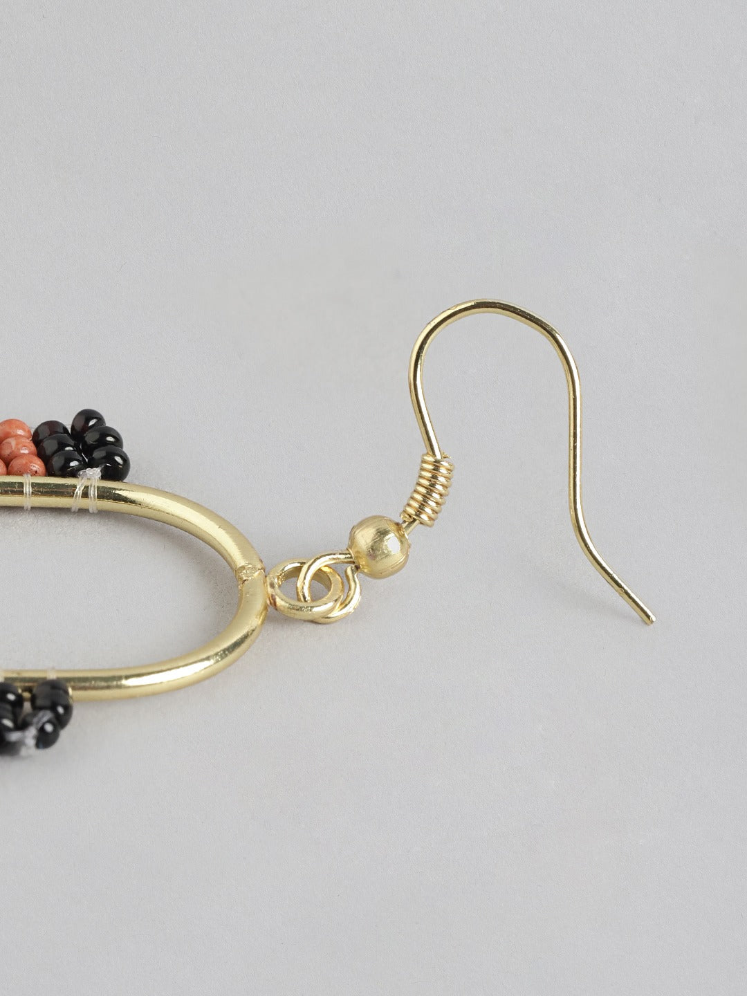 Gold-Plated Oval Artificial Beads Drop Earrings