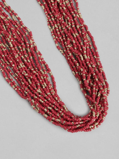 RICHEERA Artificial Red Beads Studded Necklace