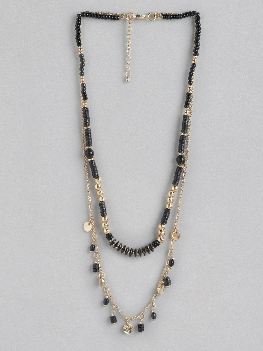 RICHEERA Gold-Plated Black Beaded Necklace