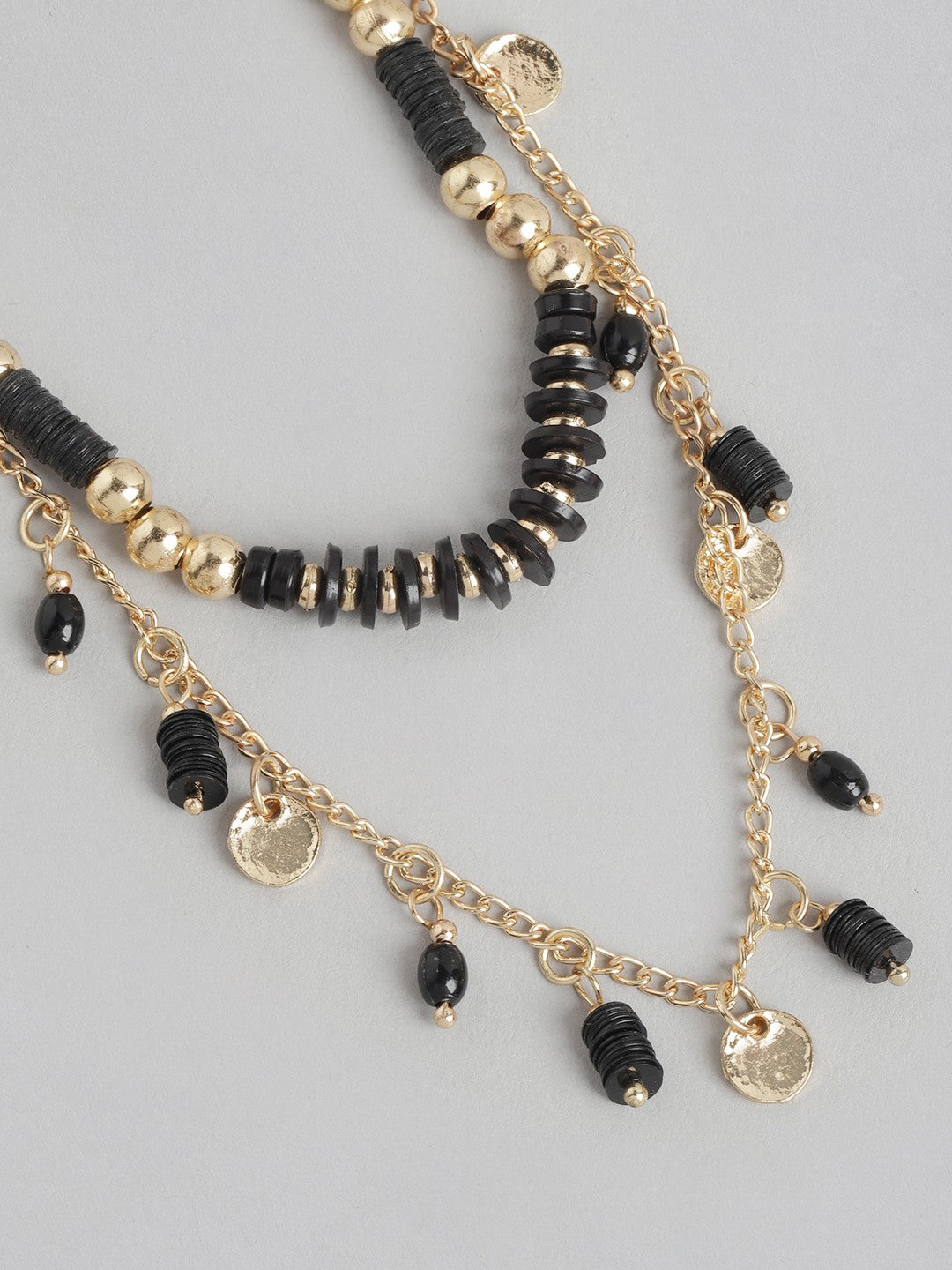 RICHEERA Gold-Plated Black Beaded Necklace