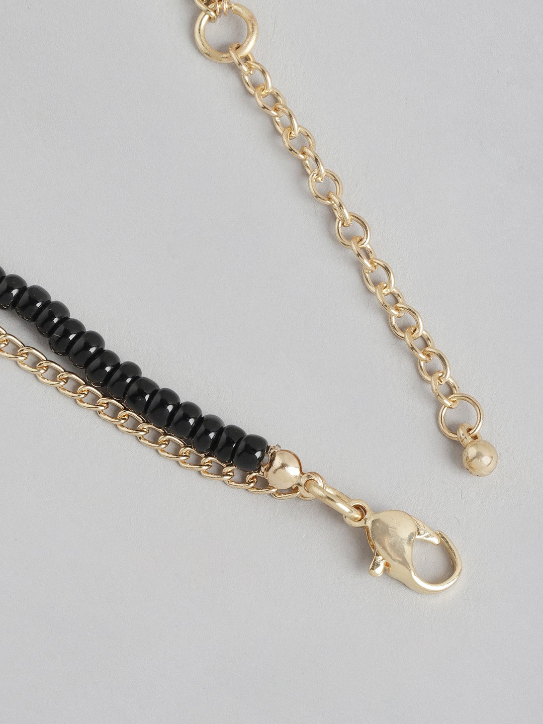 RICHEERA Gold-Plated Black Beaded Necklace