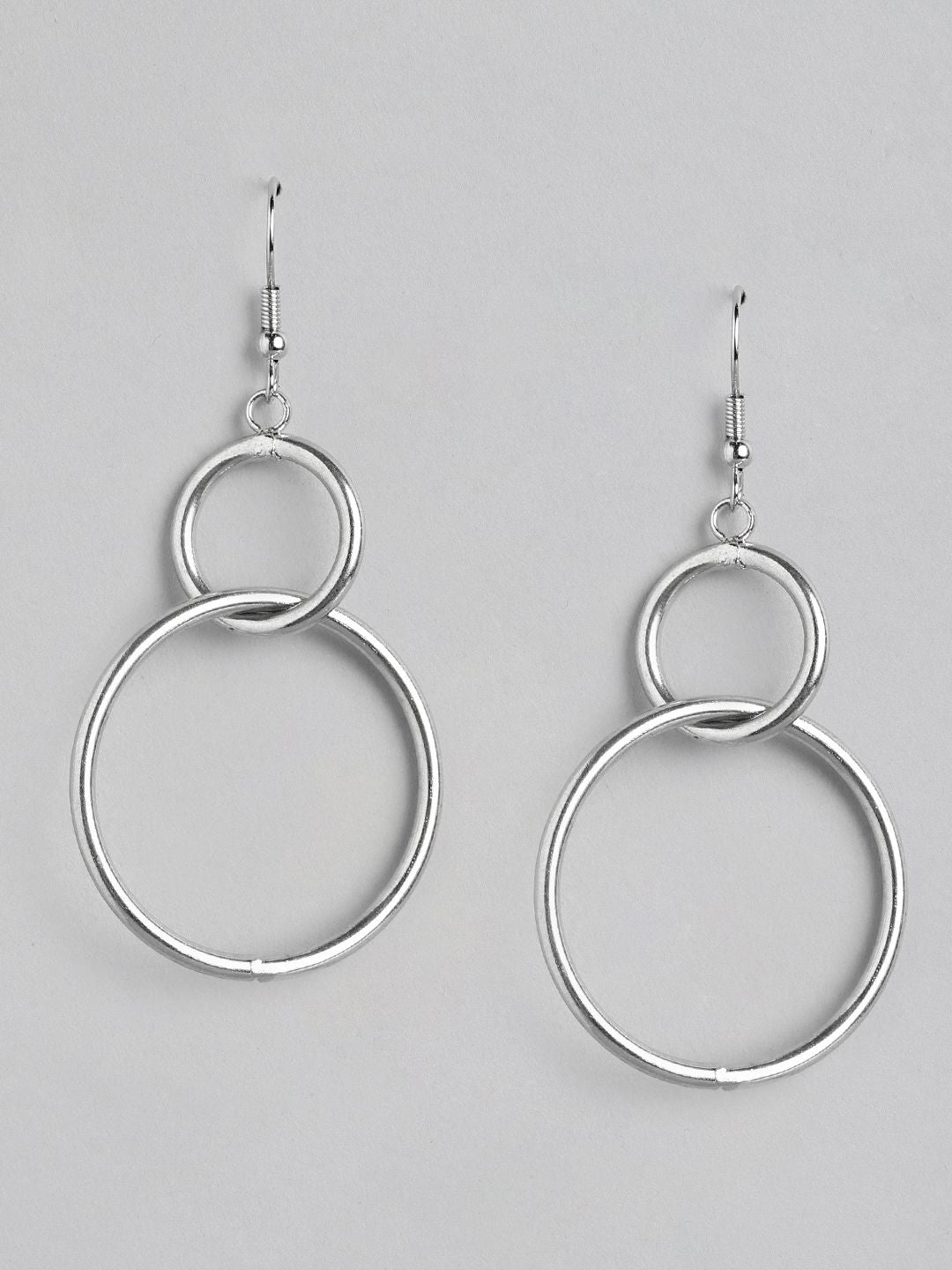 RICHEERA Silver-Plated Contemporary Drop Earrings