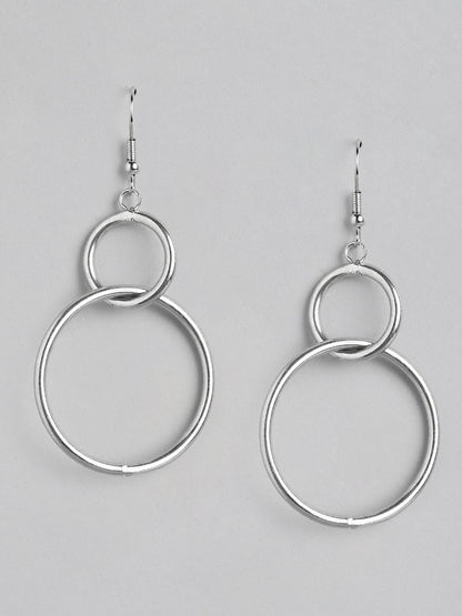 RICHEERA Silver-Plated Contemporary Drop Earrings