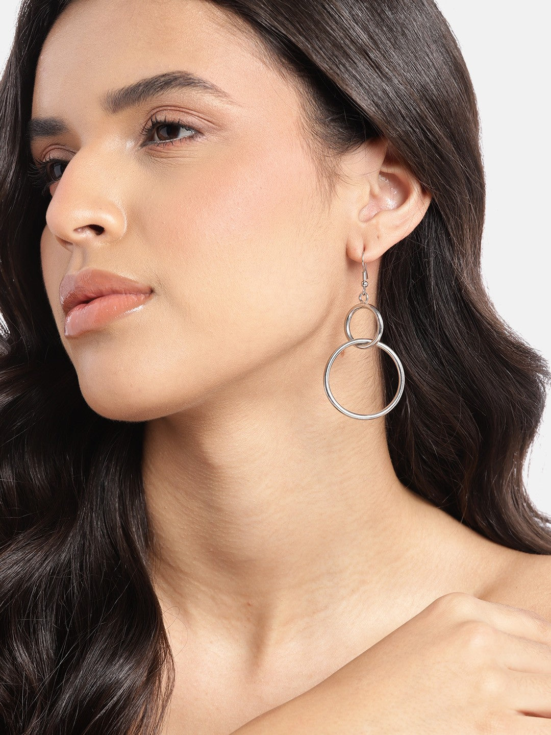 RICHEERA Silver-Plated Contemporary Drop Earrings