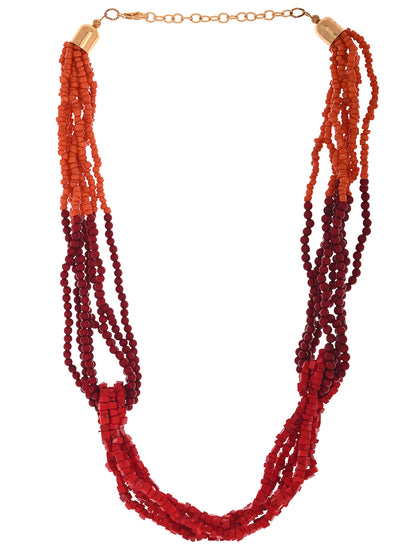 RICHEERA Red Beaded Layered Necklace