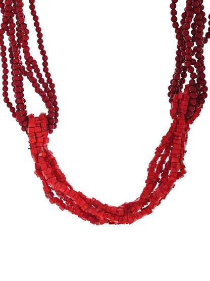 RICHEERA Red Beaded Layered Necklace