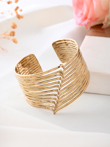 RICHEERA Women Handcrafted Gold-Plated Cuff Bracelet