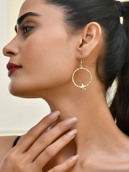 RICHEERA Gold-plated Contemporary Drop Earrings