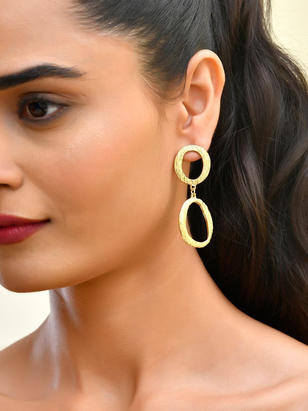 RICHEERA Gold-plated Contemporary Drop Earrings