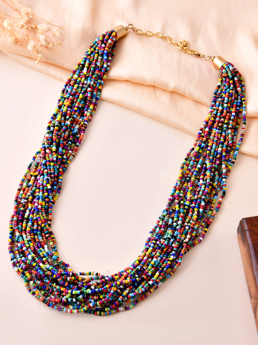 RICHEERA Gold-Plated Multi Beaded Layered Necklace - Richeera
