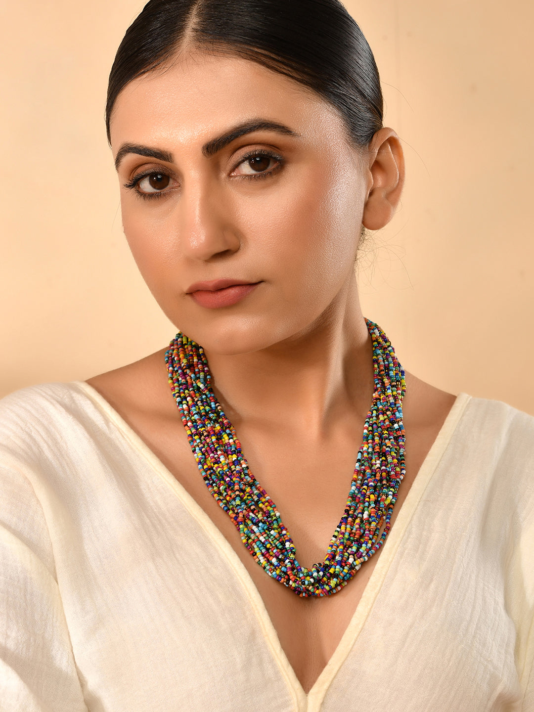 RICHEERA Gold-Plated Multi Beaded Layered Necklace - Richeera