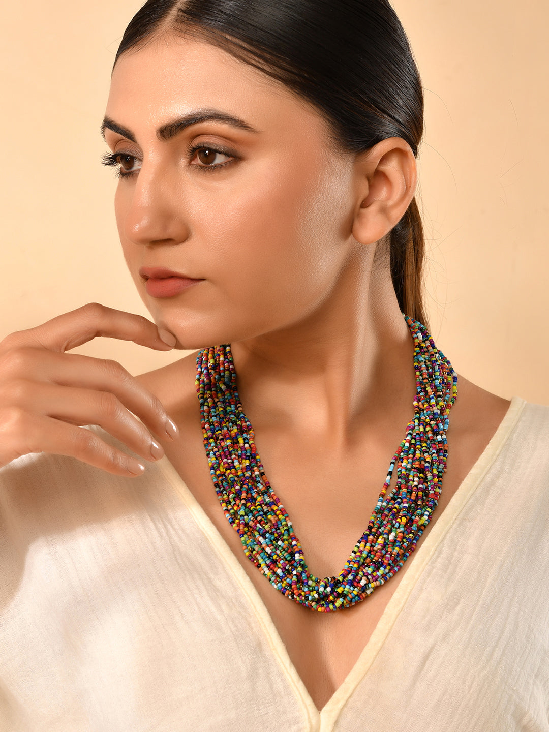 RICHEERA Gold-Plated Multi Beaded Layered Necklace - Richeera