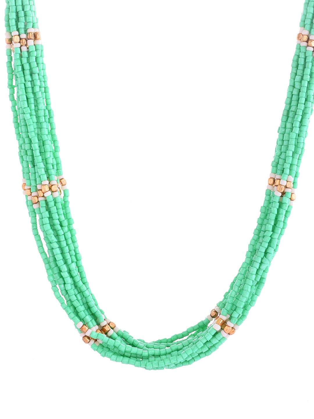RICHEERA Gold-Plated Green Beaded Handcrafted Necklace for Women - Richeera