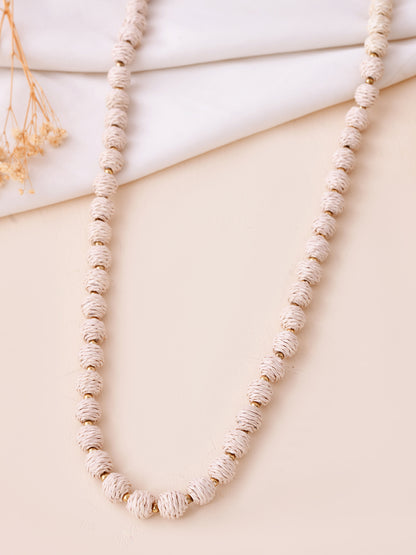 RICHEERA Gold-Plated White Thred fabric Handcrafted Necklace - Richeera