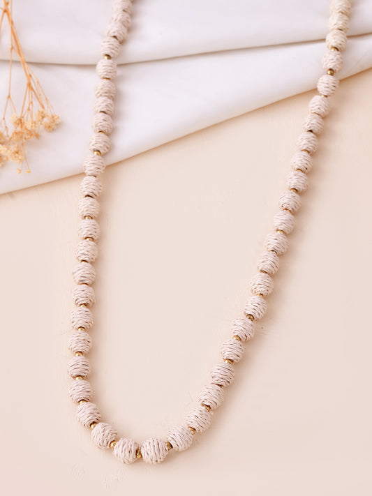 RICHEERA Gold-Plated White Thred fabric Handcrafted Necklace - Richeera