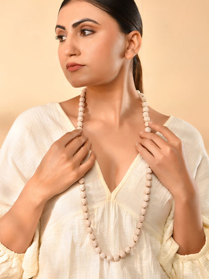 RICHEERA Gold-Plated White Thred fabric Handcrafted Necklace - Richeera