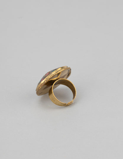 Women Antique Gold Brass Ring