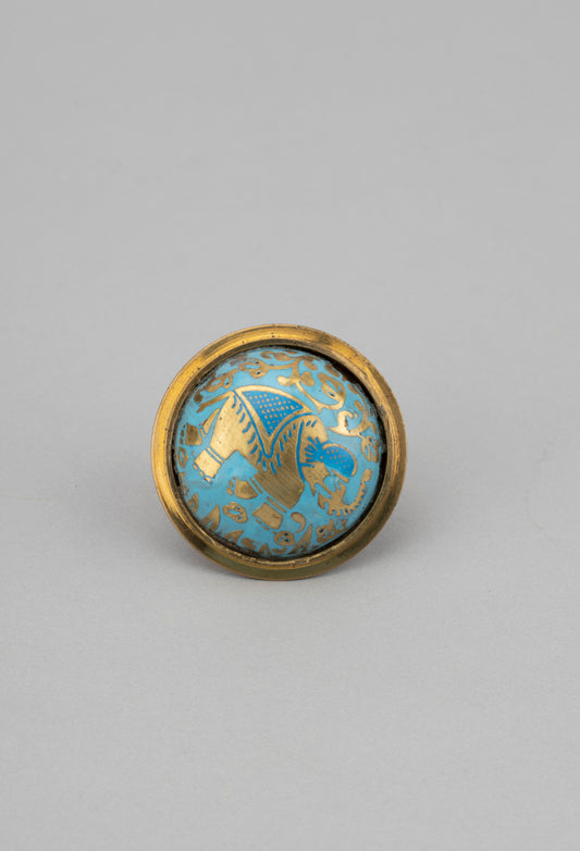 Adjustable Gold Plated-Blue Stone Ring