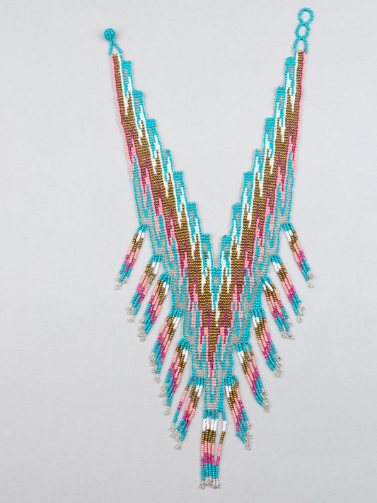 Blue Coloured Beaded  Necklace