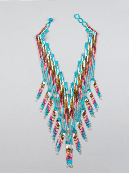 Blue Coloured Beaded  Necklace