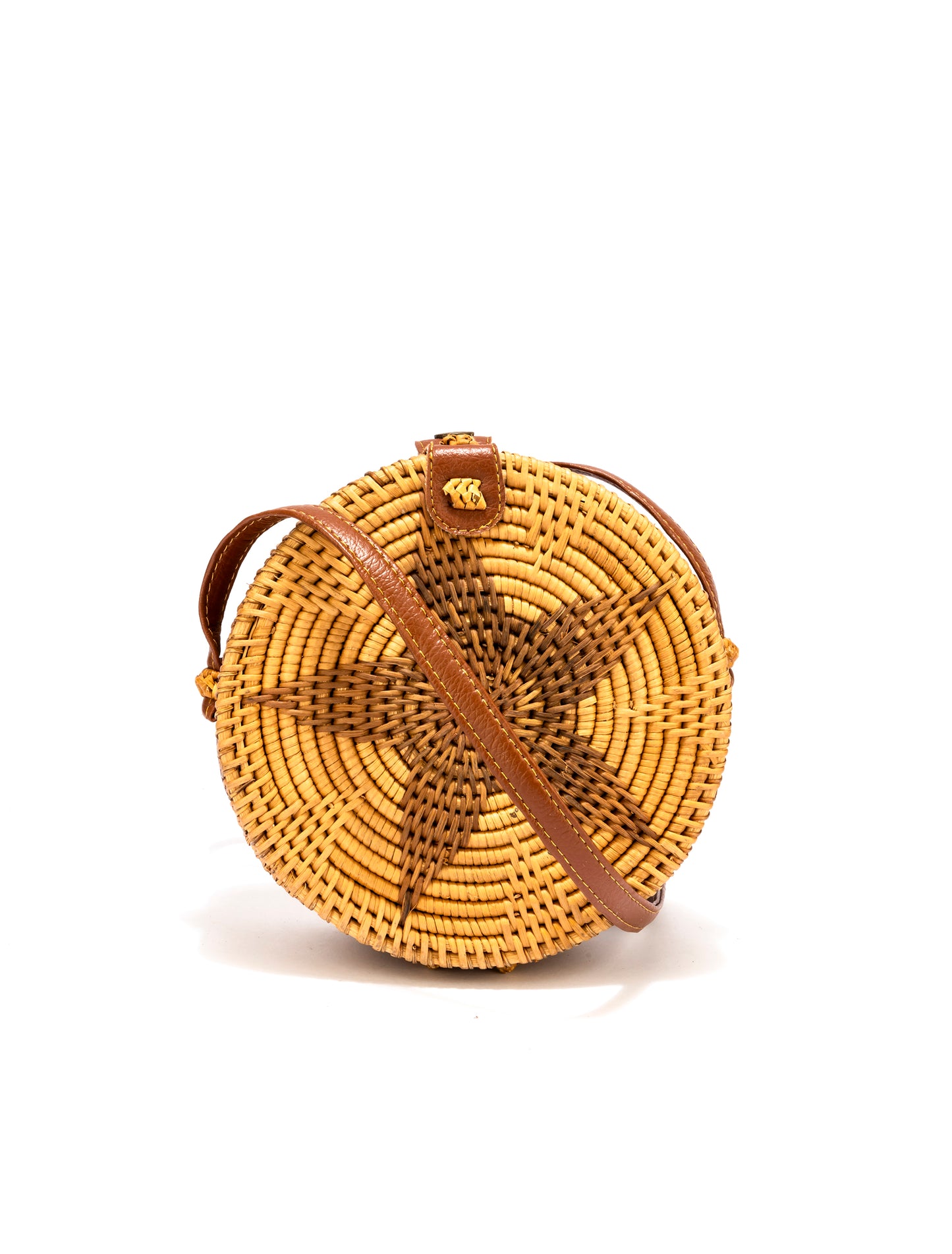 Handwoven Round Boho Bag Shoulder Crossbody Bag Natural Woven Straw Tote Bag with Leather Straps for Ladies Women
