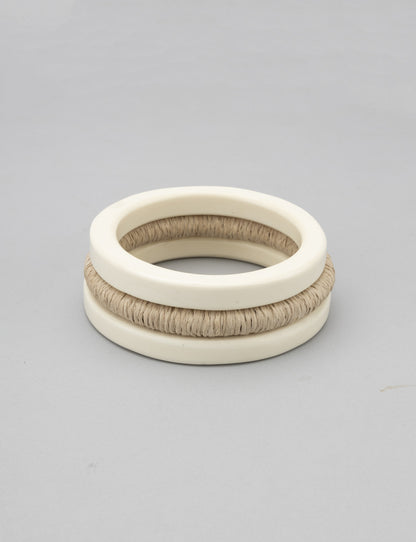 Set Of 3 Beige Bangles