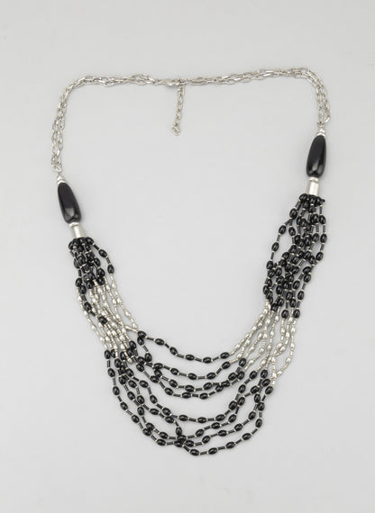 Silver Plated Black Statement Necklace