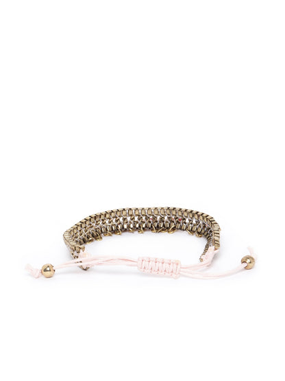 Peach-Coloured Antique Gold-Plated Beaded Bracelet