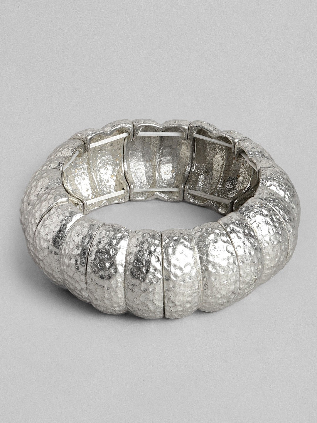 Women Silver-Toned Silver-Plated Bangle-Style Bracelet