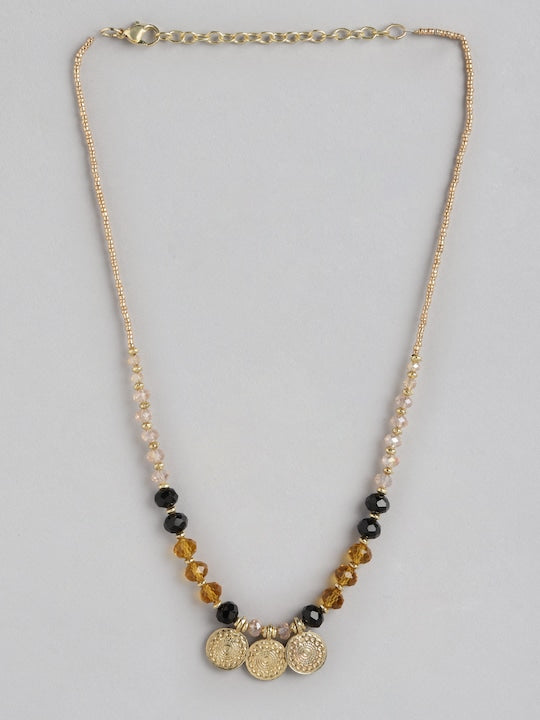 Gold-Toned & Black Gold-Plated Necklace