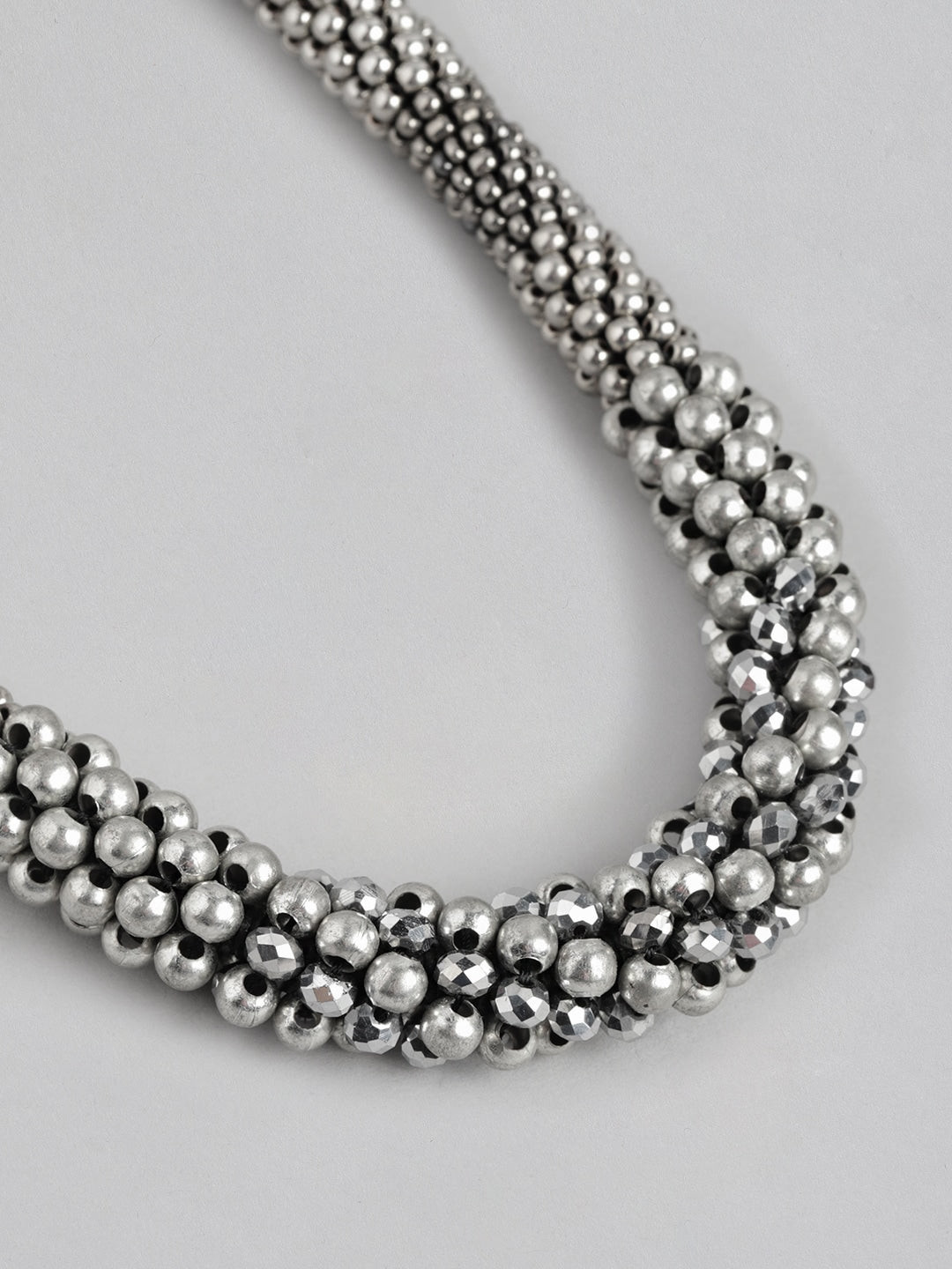 Silver-Plated Beaded Statement Necklace