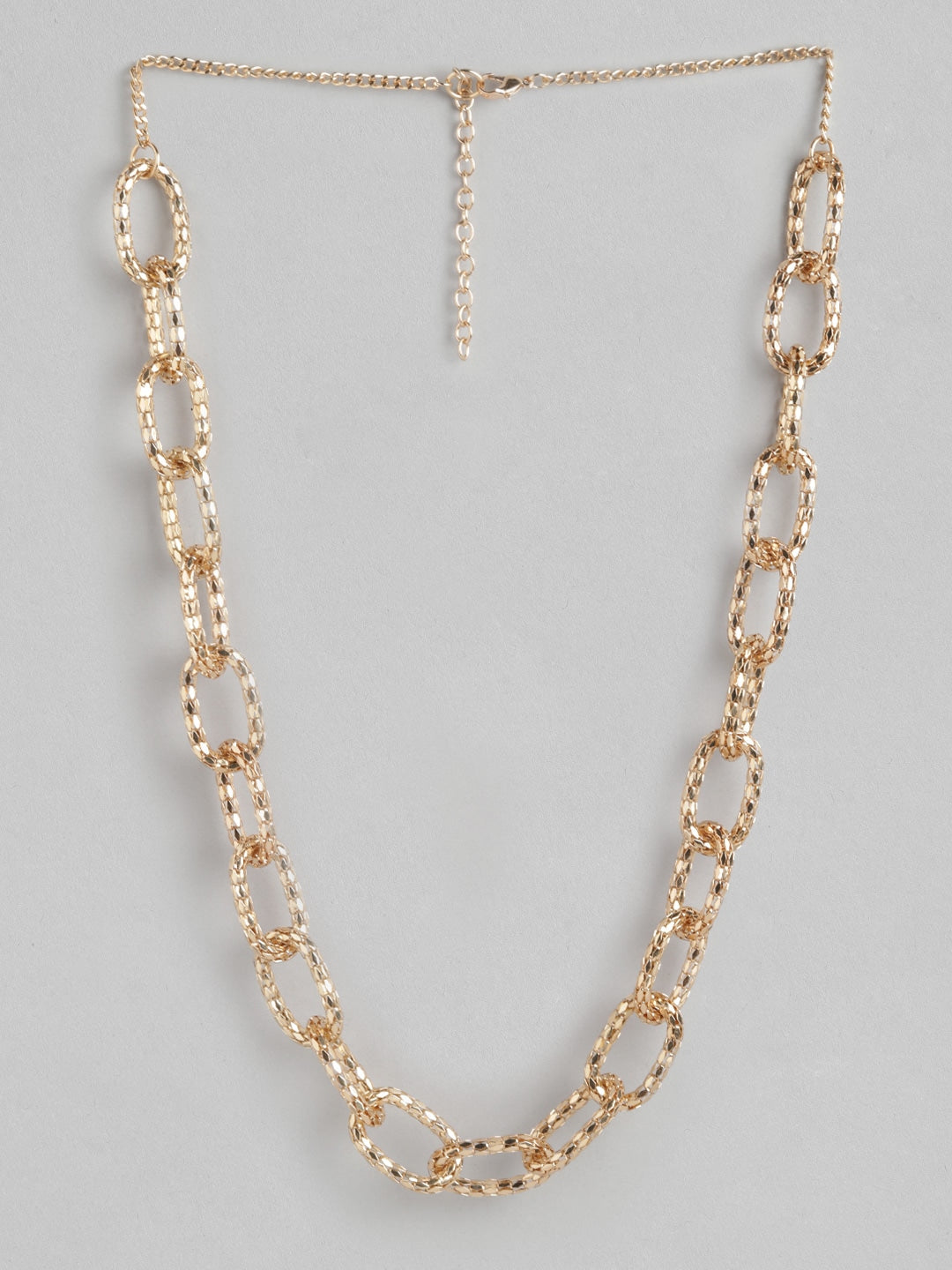 Rose Gold-Plated Linked-Chain Design Necklace