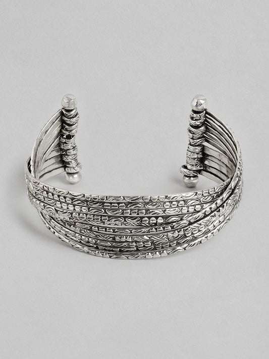 Women Silver-Toned Oxidised Silver-Plated Multistrand Bracelet