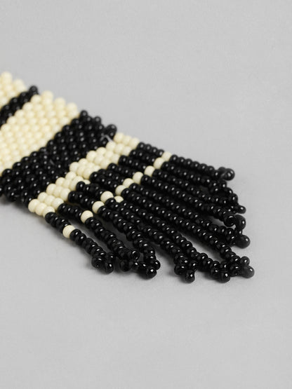 Black & Off White Contemporary Drop Earrings