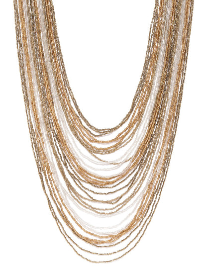 Women Antique Silver-Toned Gold-Plated Beaded Layered Necklace