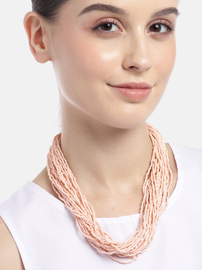 Silver-Plated Beaded Multi-Layered Statement Necklace