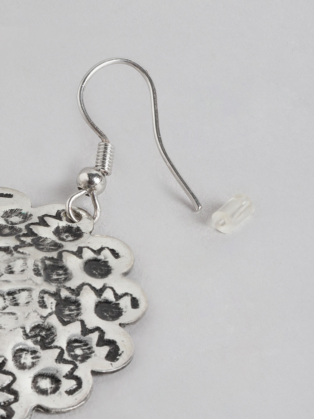 Silver-Plated Floral Drop Earrings