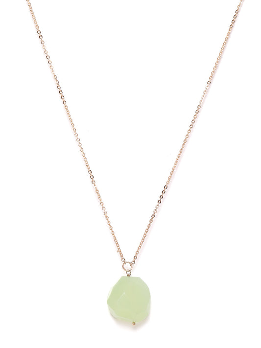 RICHEERA Green Rose Gold Plated Stone Studded Necklace