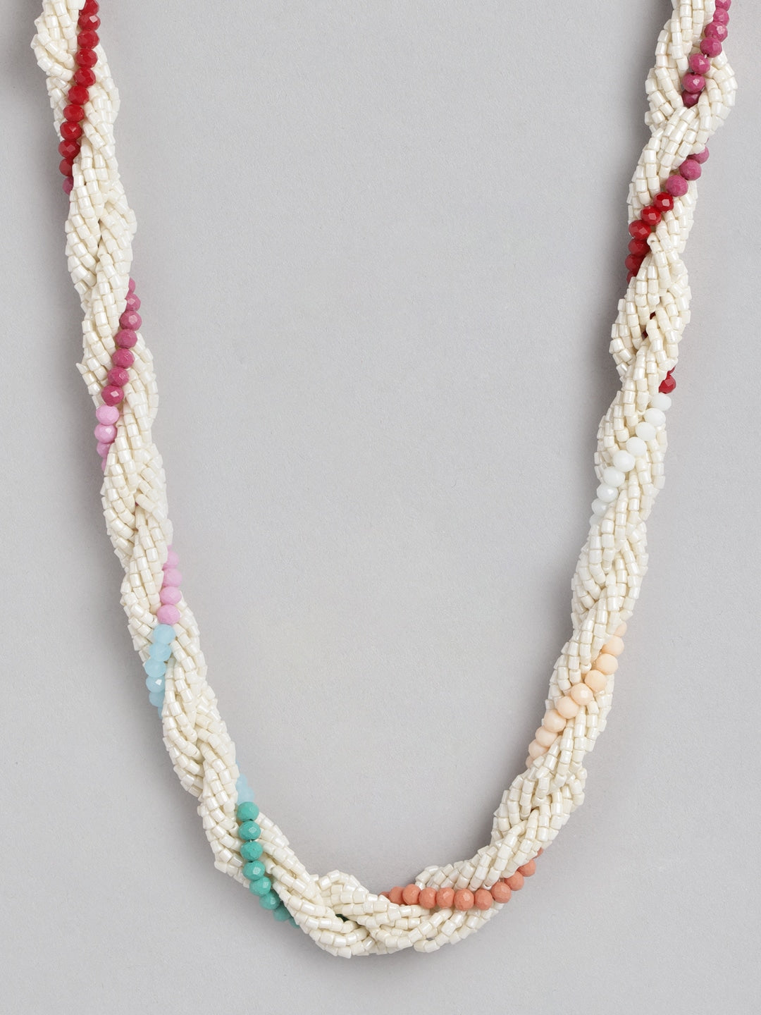 RICHEERA White & Red Layered Beaded Necklace