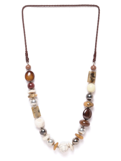 Women Brown & Beige Silver-Plated Artificial Beaded Necklace