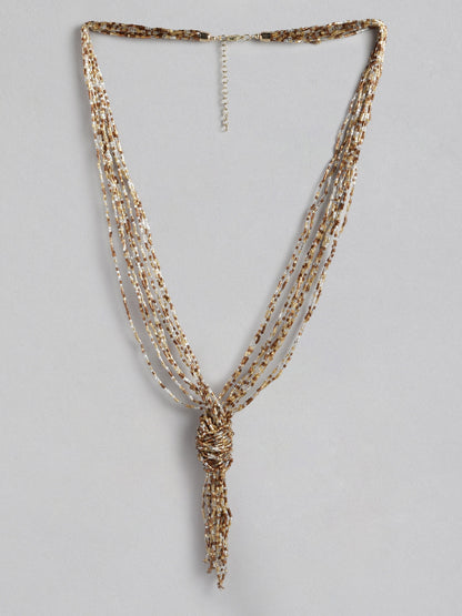 Gold-Toned & Silver-Toned Beaded Layered Necklace