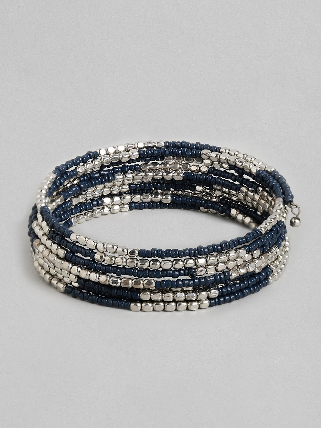 Women Blue & Silver-Toned Silver-Plated Bangle-Style Bracelet