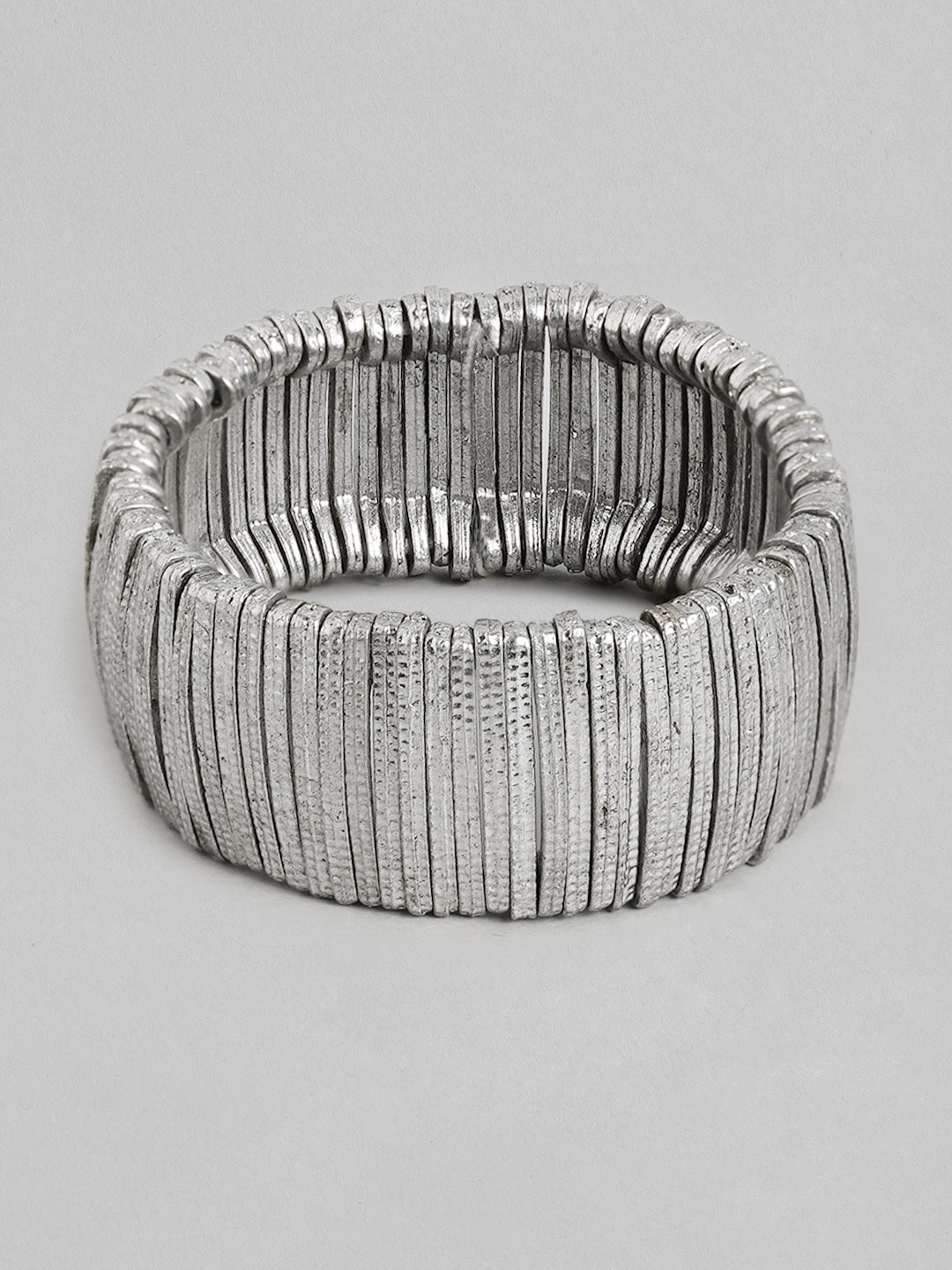 Women Silver-Toned Silver-Plated Cuff Bracelet